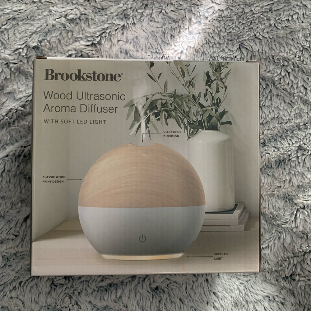 Brookstone Wood Ultrasonic Aroma Diffuser with soft led light